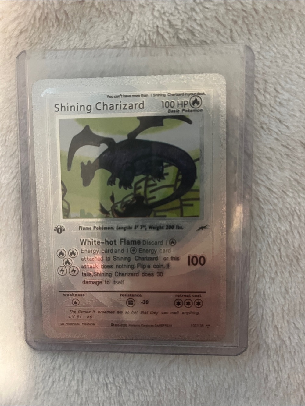 Shining Charizard Pokémon Holo Card - Black/Purple Artwork